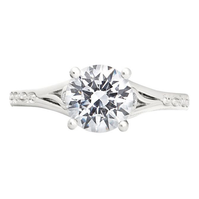 Peter Storm Engraved Pattern Ring Setting with 2 Side Diamonds in White Gold