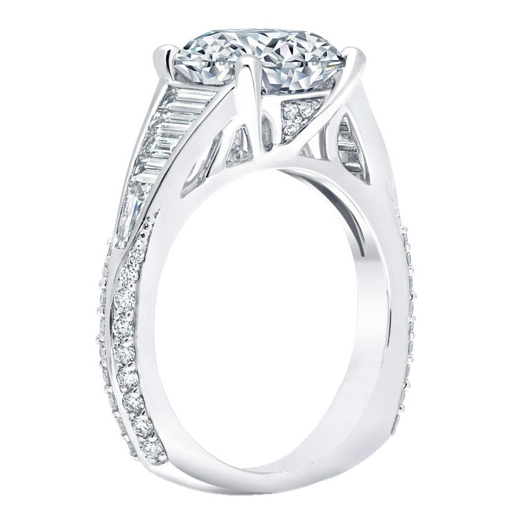 Peter Storm Diamond Baguette Tapered Engagement Ring Setting in White Gold