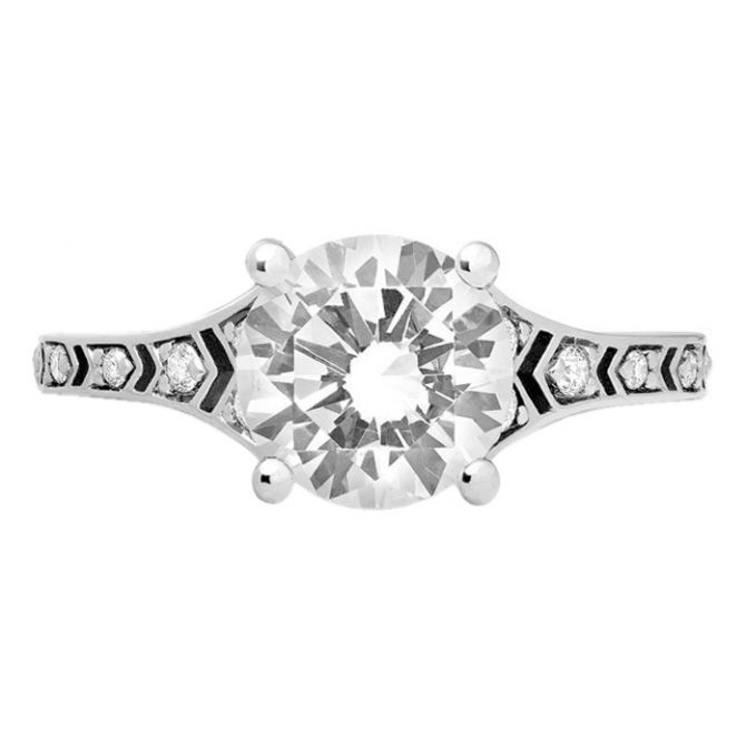 Peter Storm Diamond & Chevron Pattern Engagement Ring Setting in White Gold