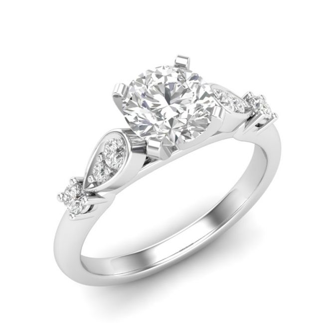 Diamond Navette Pattern Ring Setting in White Gold