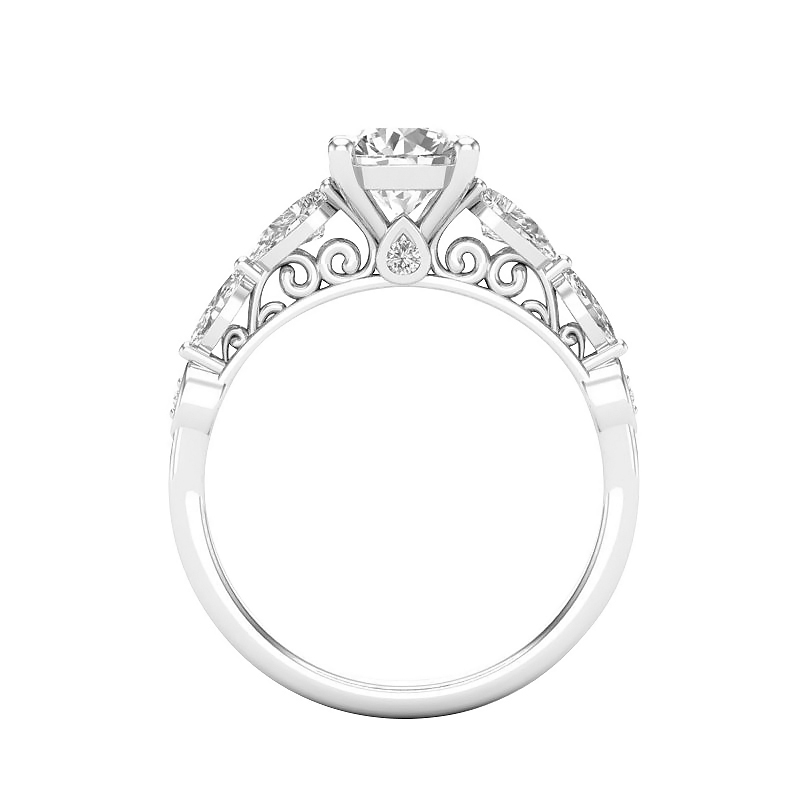 Marquise, Round & Pear Shaped Diamond Ring Setting in White Gold