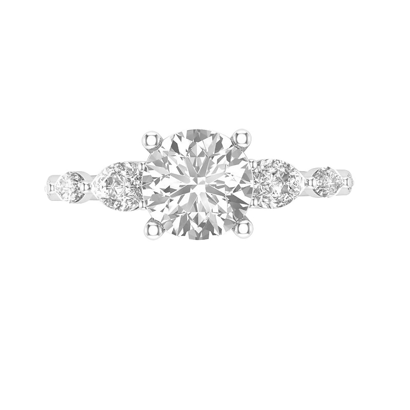 Marquise, Round & Pear Shaped Diamond Ring Setting in White Gold