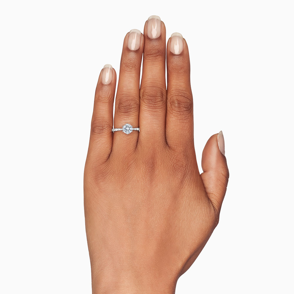 18K Gold Diamond Tapered 6 Prong Engagement Ring Setting