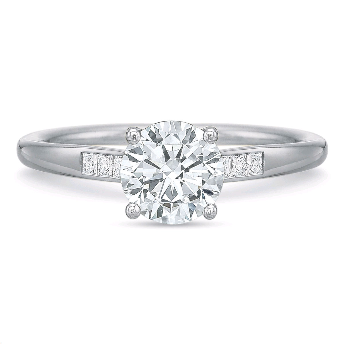 New Aire Petite White Gold Ring Setting with Princess Diamond Sides