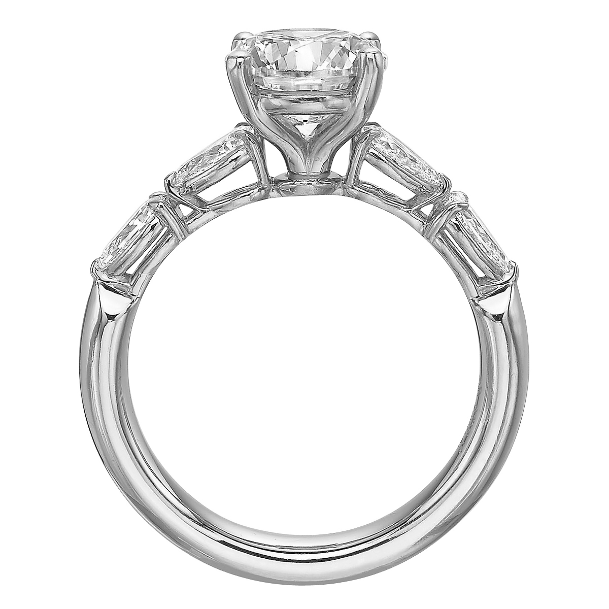 Pear Shaped Diamond Side Set Ring Setting in White Gold