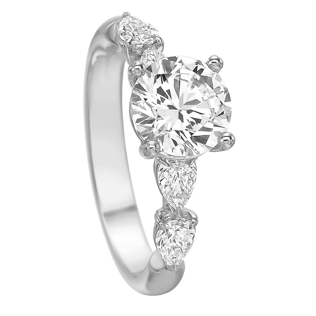 Pear Shaped Diamond Side Set Ring Setting in White Gold