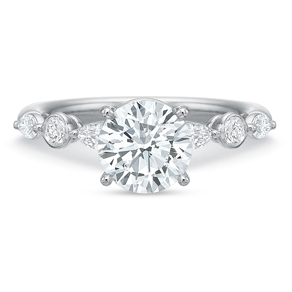 Precision Set Marquise & Round Diamond Side Stone Engagement Ring