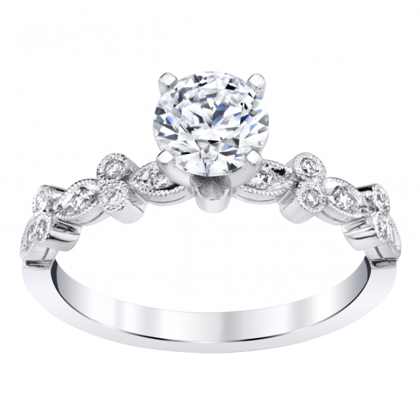 Diamond Marquise & Round Alternating Pattern Ring Setting in White Gold