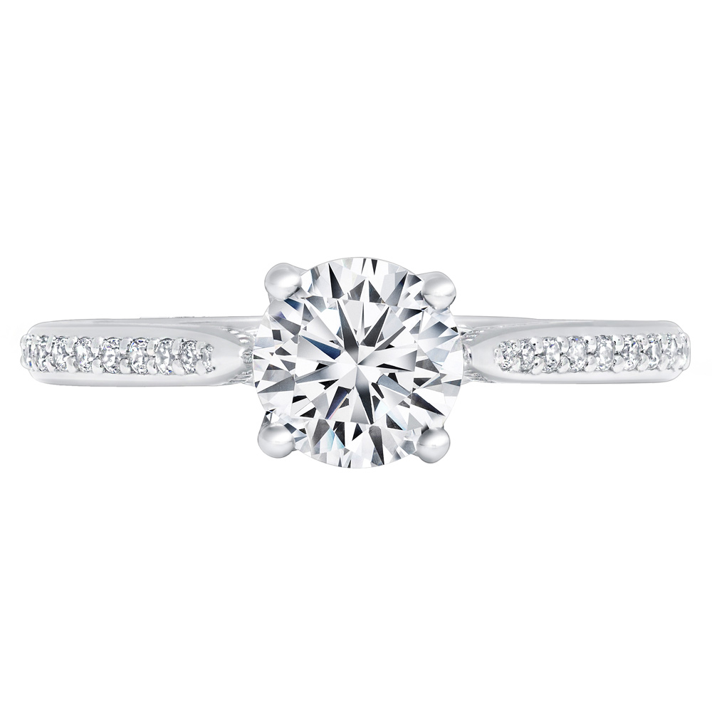 Peter Storm Slim Diamond & Milgrain Engagement Ring Setting in White Gold