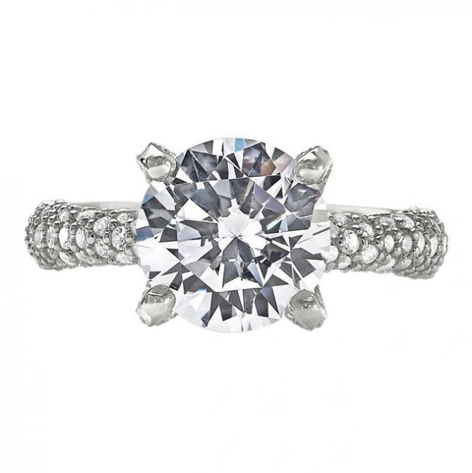 Peter Storm Diamond Pavé Wrap Euro Shank Engagement Ring Setting in White Gold