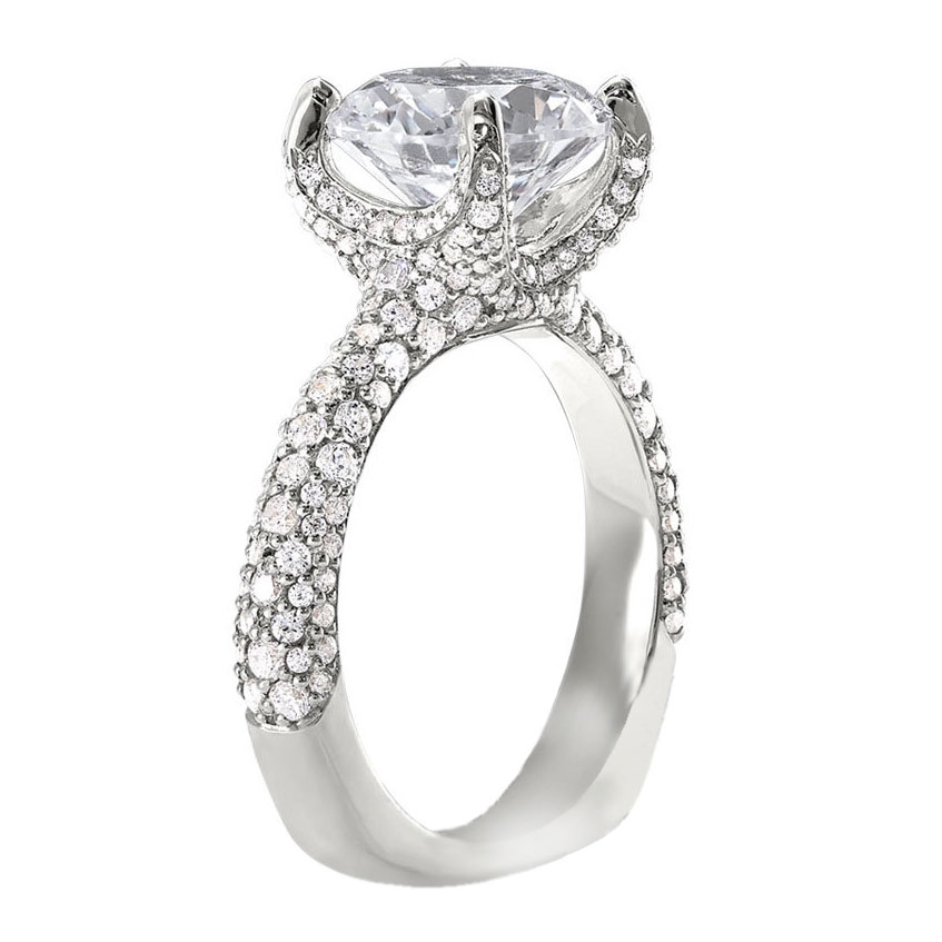 Peter Storm Diamond Pavé Wrap Euro Shank Engagement Ring Setting in White Gold
