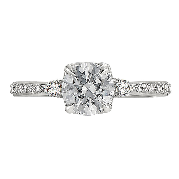 Peter Storm Diamond Pavé & Pear Side Stone Engagement Ring Setting in White Gold