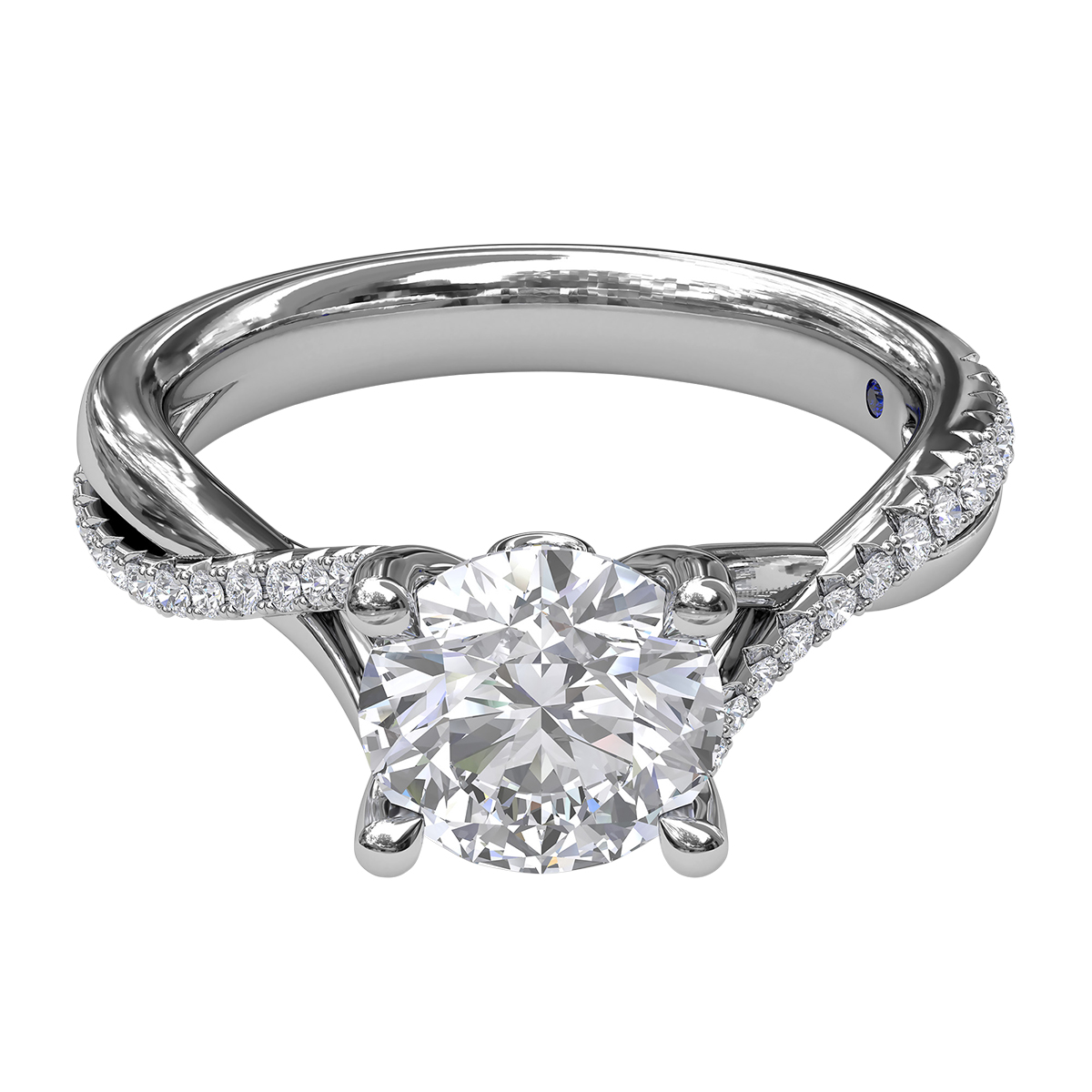 Diamond 2 Row Crossover Engagement Ring Setting in White Gold