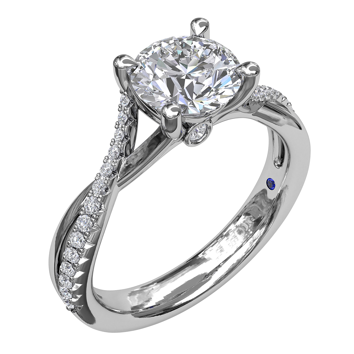 Diamond 2 Row Crossover Engagement Ring Setting in White Gold