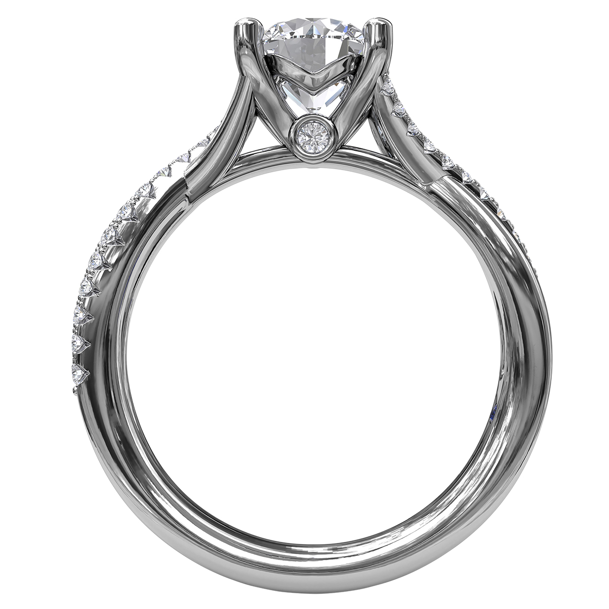 Diamond 2 Row Crossover Engagement Ring Setting in White Gold