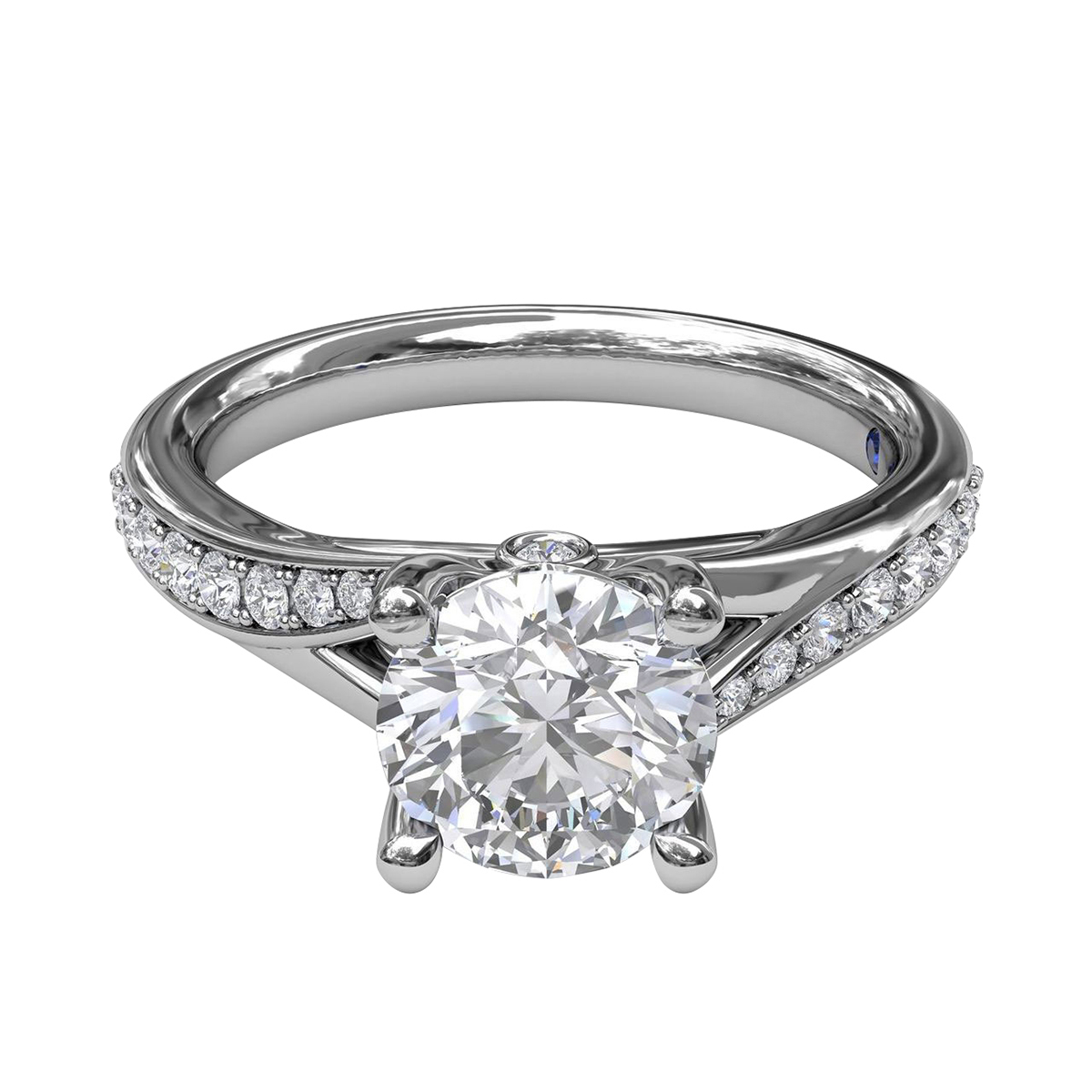 Half Diamond Split Shank Ring Setting in White Gold