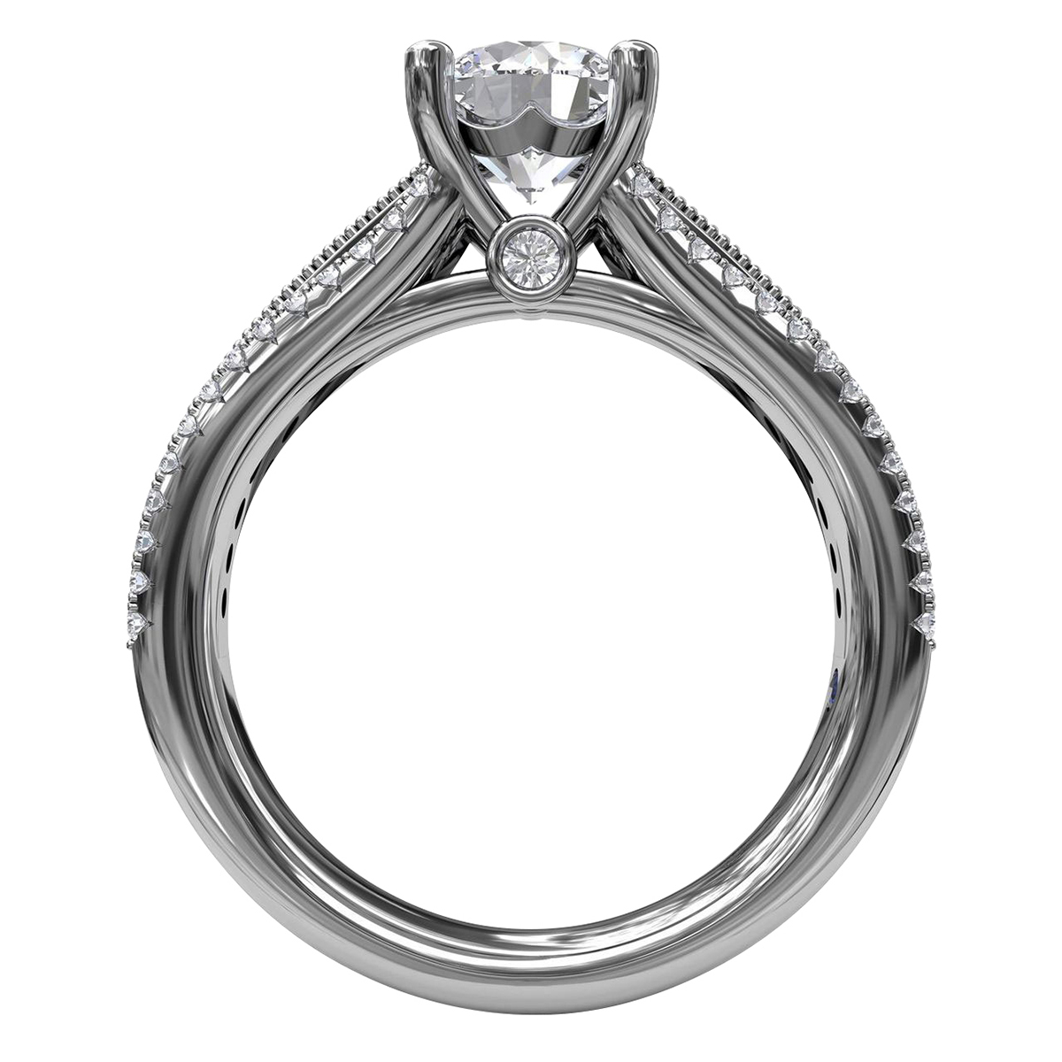 Diamond Milgrain 3 Row Ring Setting in White Gold