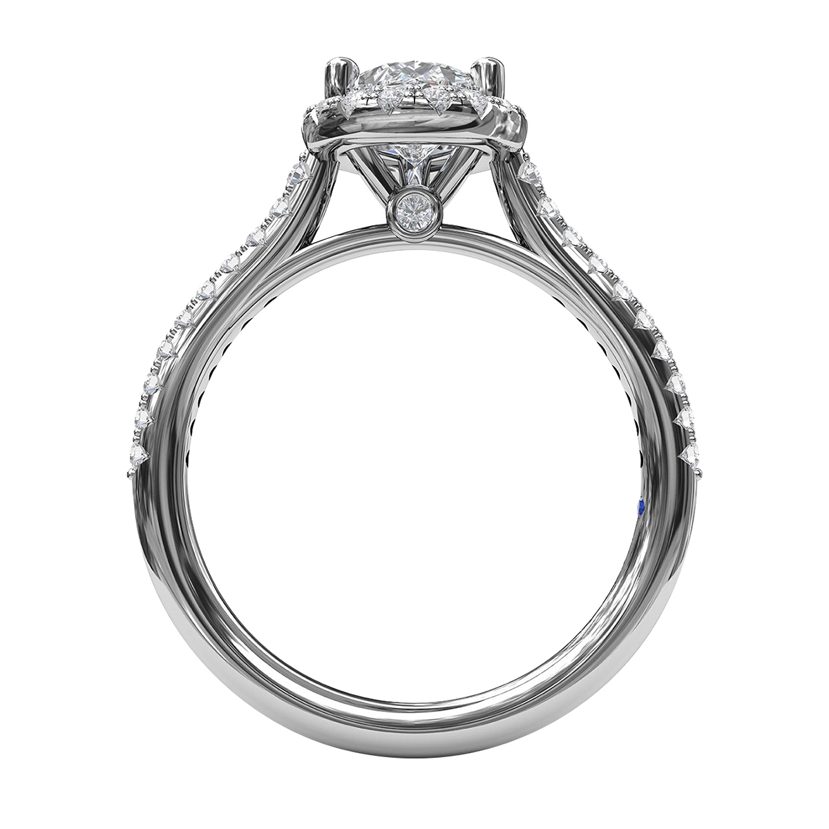 Diamond Pear Shaped Halo Ring Setting with French Pave Shank in White Gold