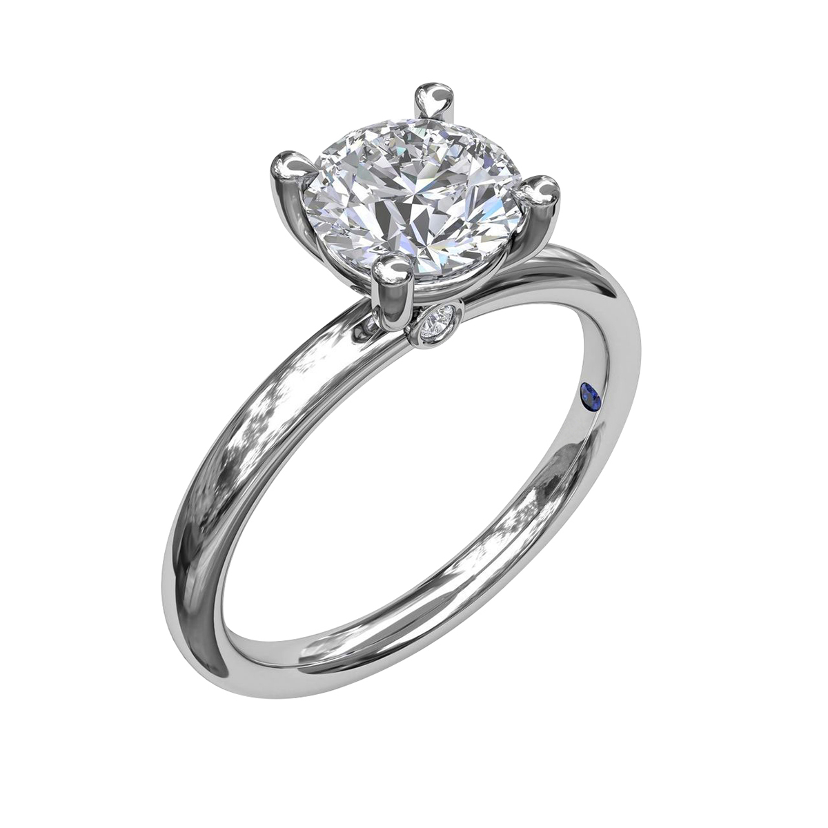 White Gold Solitaire 4 Prong Ring Setting with Diamond Gallery, .75 ct Head