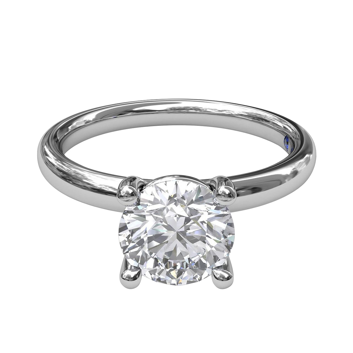 White Gold Solitaire 4 Prong Ring Setting with Diamond Gallery, 2 ct