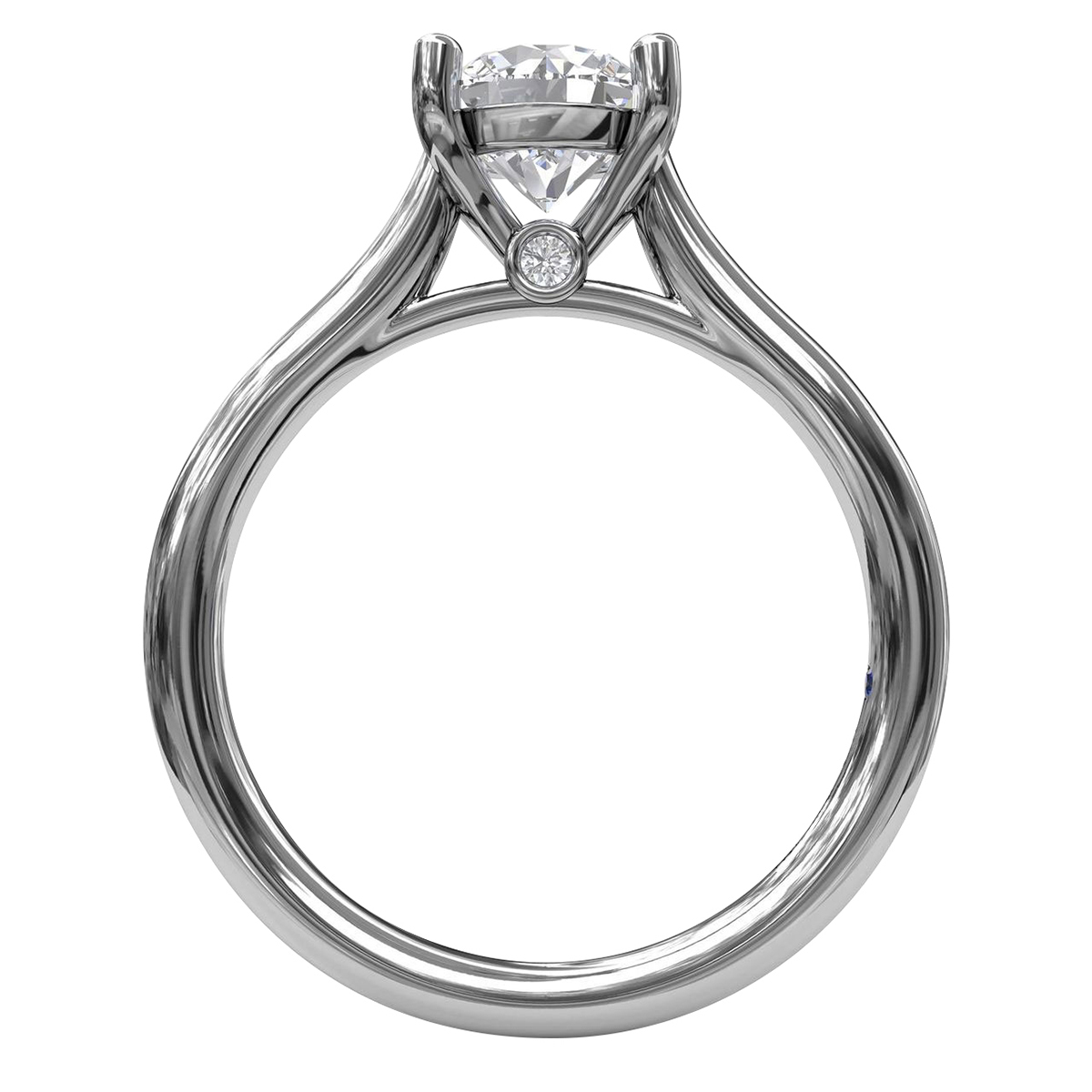 White Gold Solitaire 4 Prong Cathedral Ring Setting with Diamond Gallery, 1 ct Head