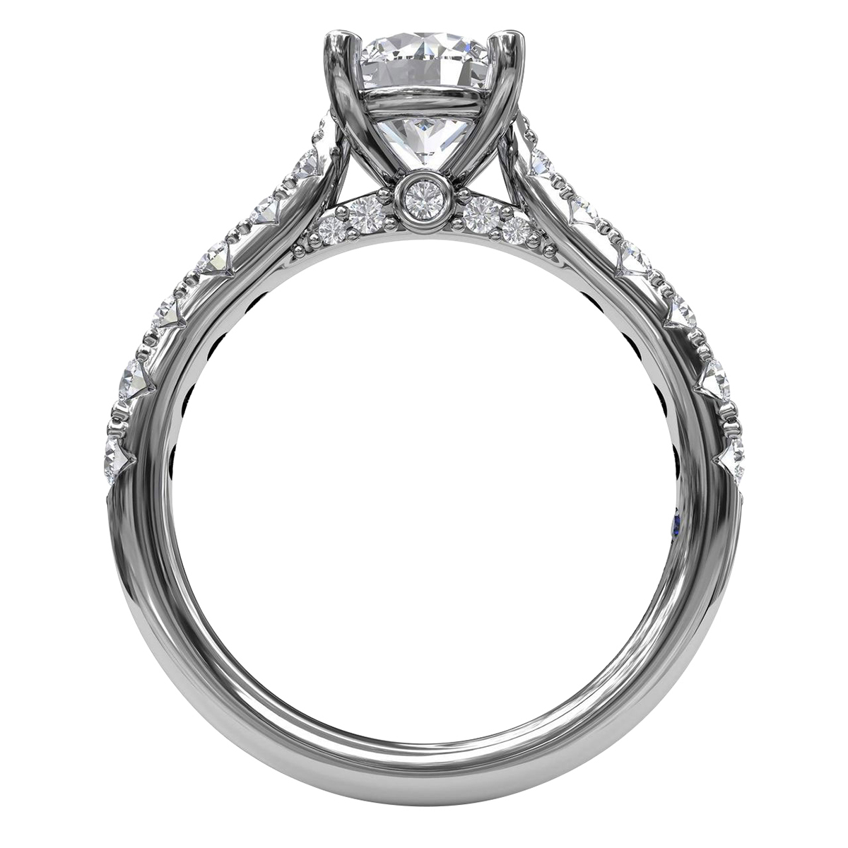 Diamond French Pave Ring Setting with Diamond Gallery in White Gold, .59 cttw