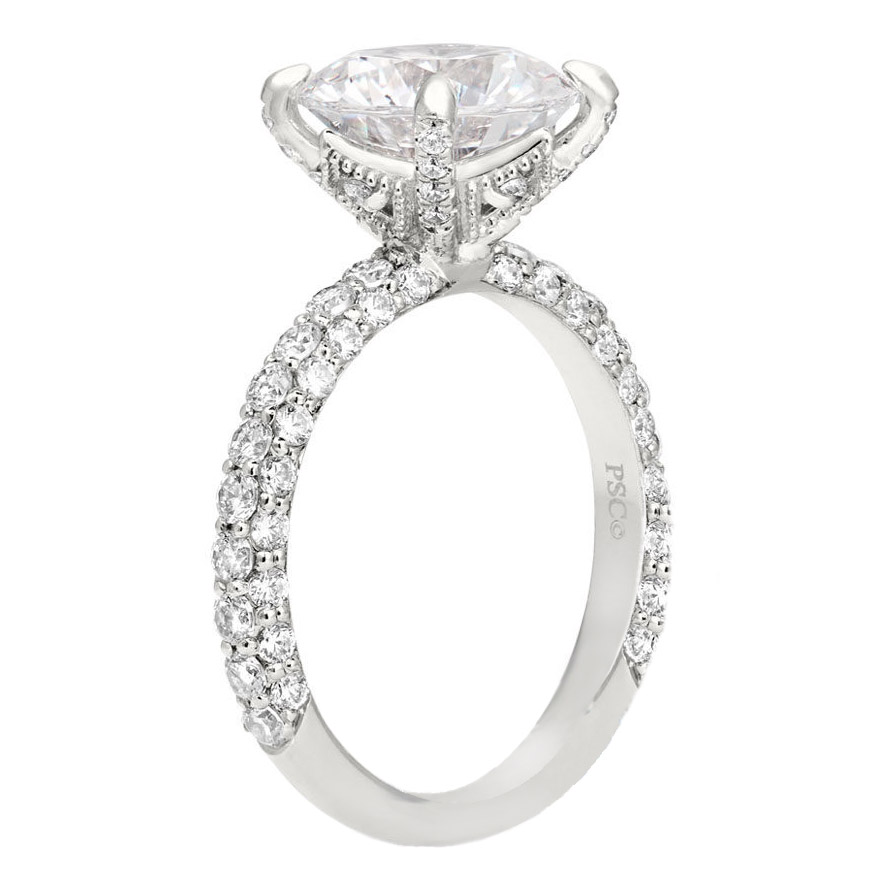 Peter Storm Diamond Pavé & Milgrain Engagement Ring Setting White Gold