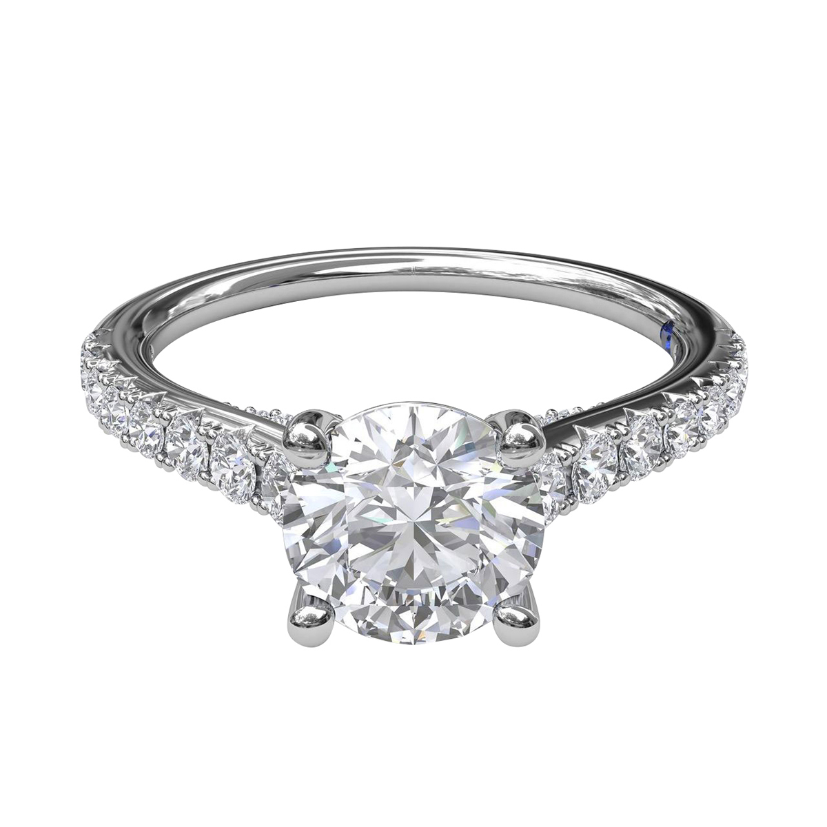 Diamond French Pave Ring Setting with Diamond Gallery in White Gold, .47 cttw