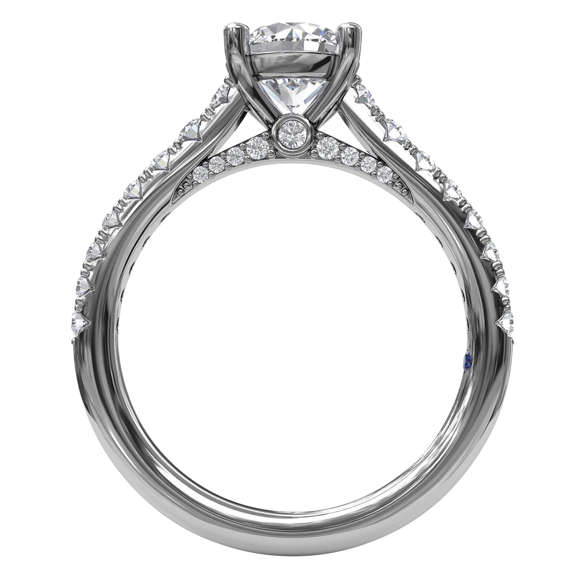 Diamond French Pave Ring Setting with Diamond Gallery in White Gold, .47 cttw