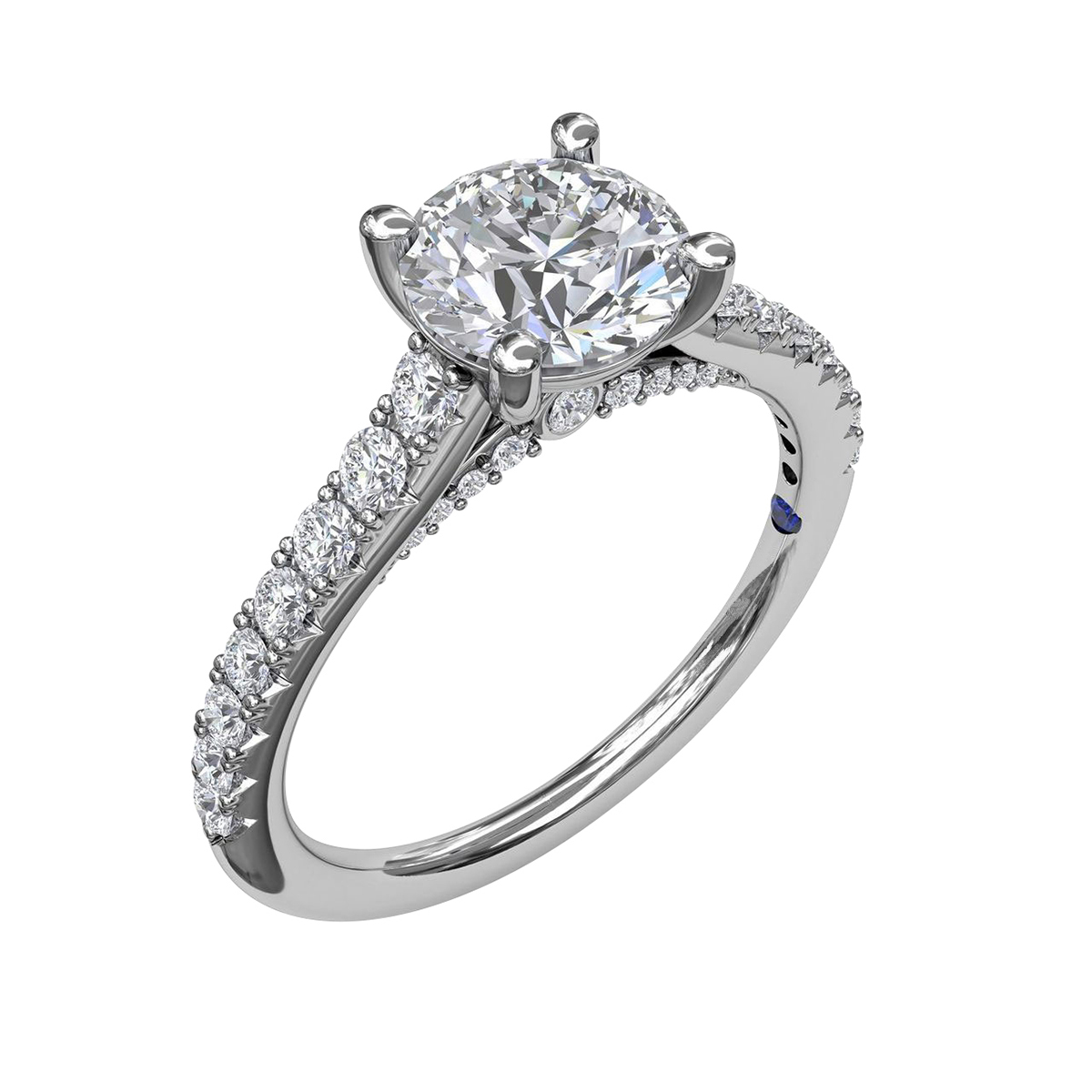 Diamond French Pave Ring Setting with Diamond Gallery in White Gold, .47 cttw