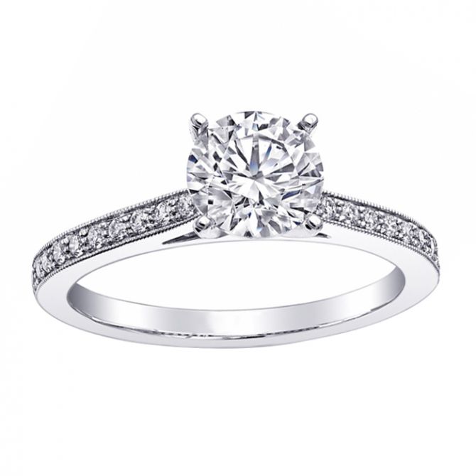 Bead set engagement ring deals