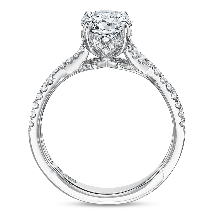 Diamond 2 Row Crossover Engagement Ring Setting in White Gold