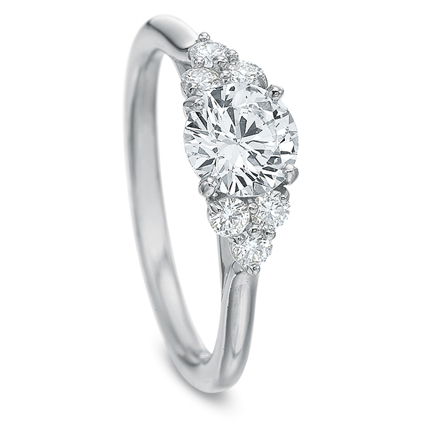Diamond Cluster Side Stone Engagement Ring Setting in White Gold