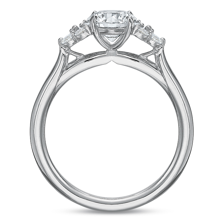 Diamond Cluster Side Stone Engagement Ring Setting in White Gold