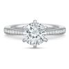 Diamond Side Stone Tapered 6 Prong Engagement Ring Setting in White Gold