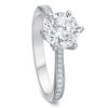 Diamond Side Stone Tapered 6 Prong Engagement Ring Setting in White Gold