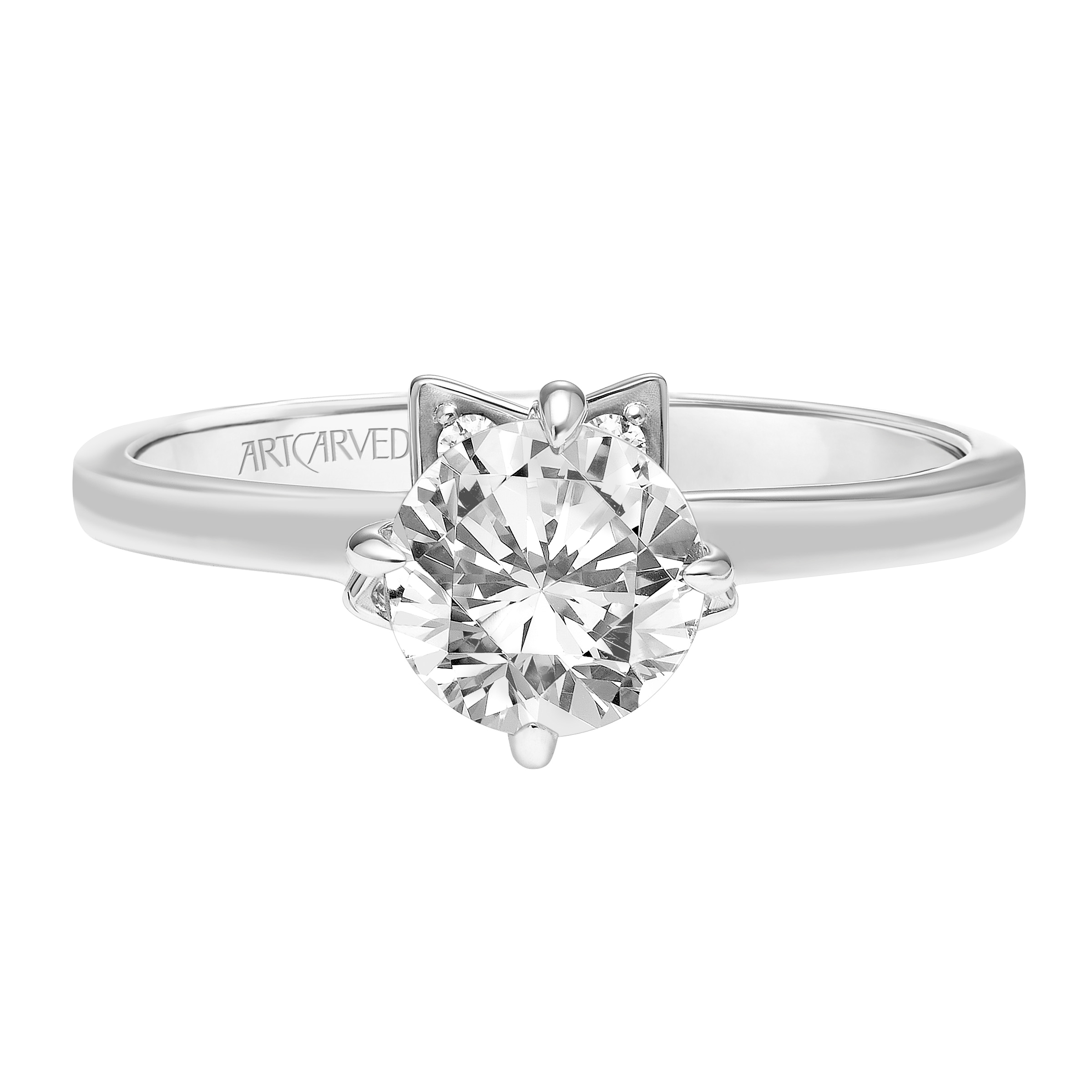 Artcarved Engagement Ring Setting with Diamond Star Shaped Gallery in White Gold