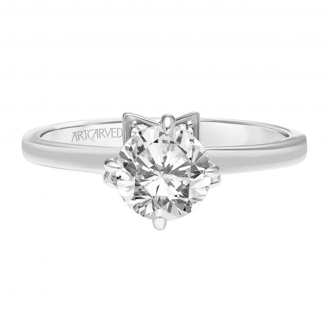 Artcarved Engagement Ring Setting with Diamond Star Shaped Gallery in White Gold