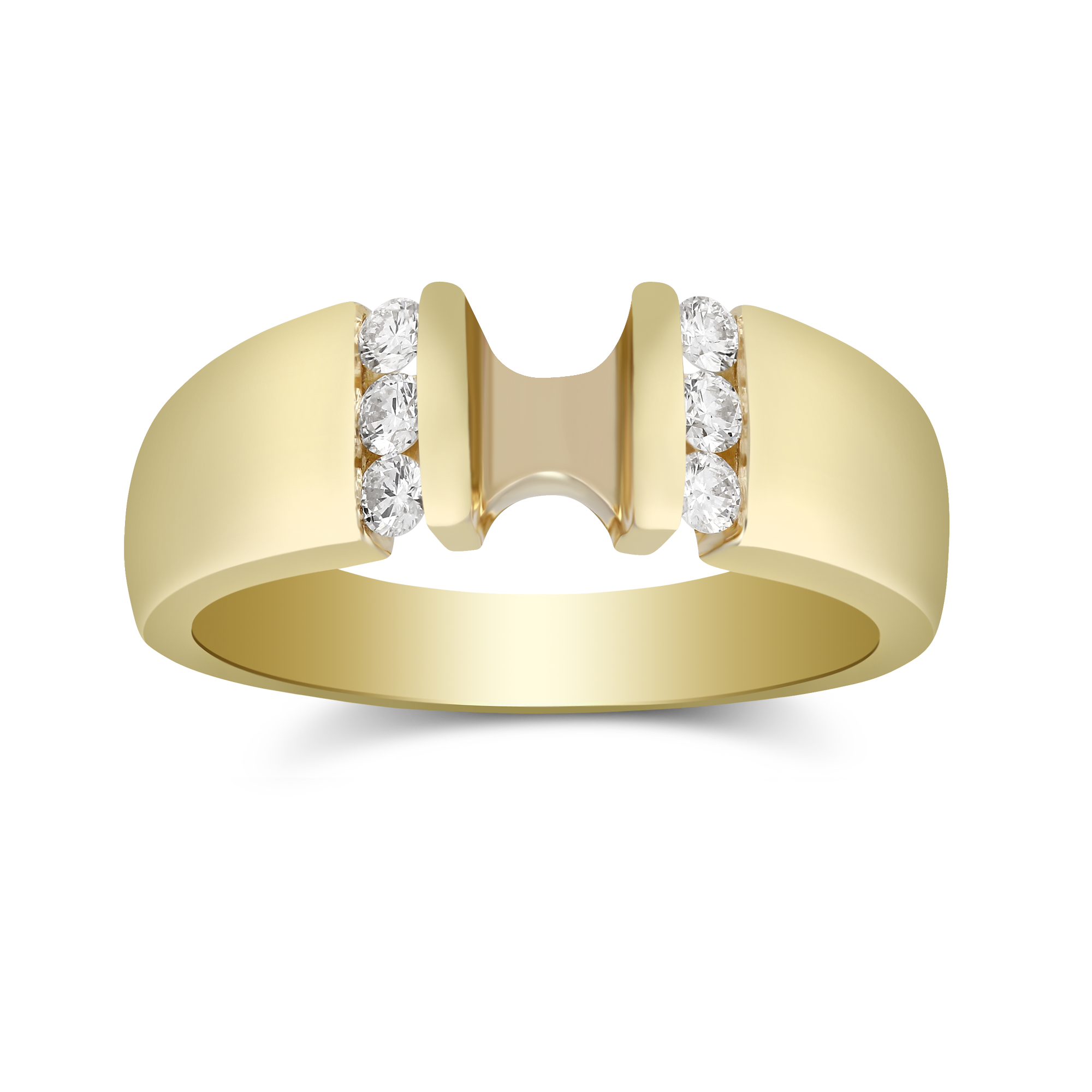 Yellow Gold Single Vertical Channel Round Diamond Ring Setting