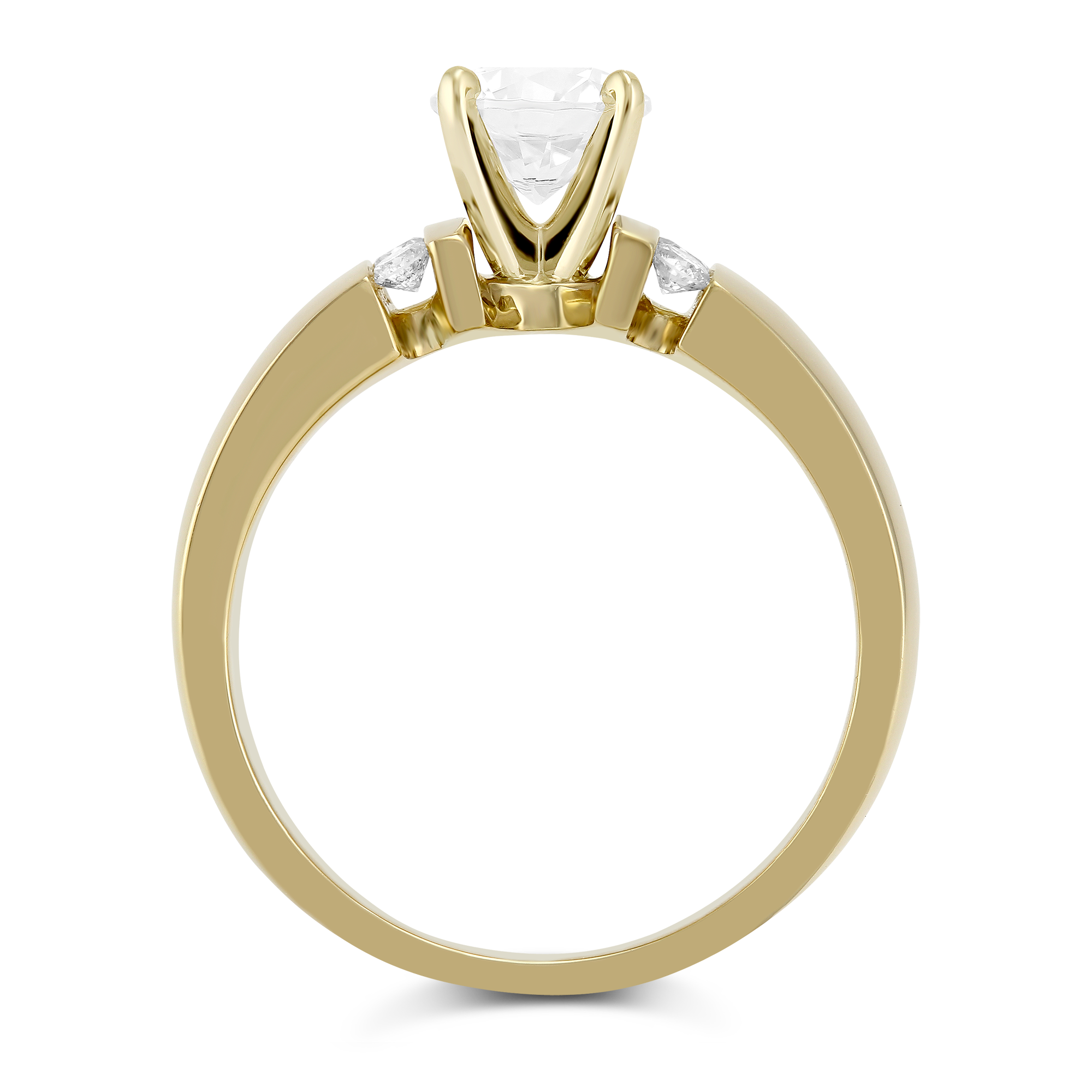 Yellow Gold Single Vertical Channel Round Diamond Ring Setting