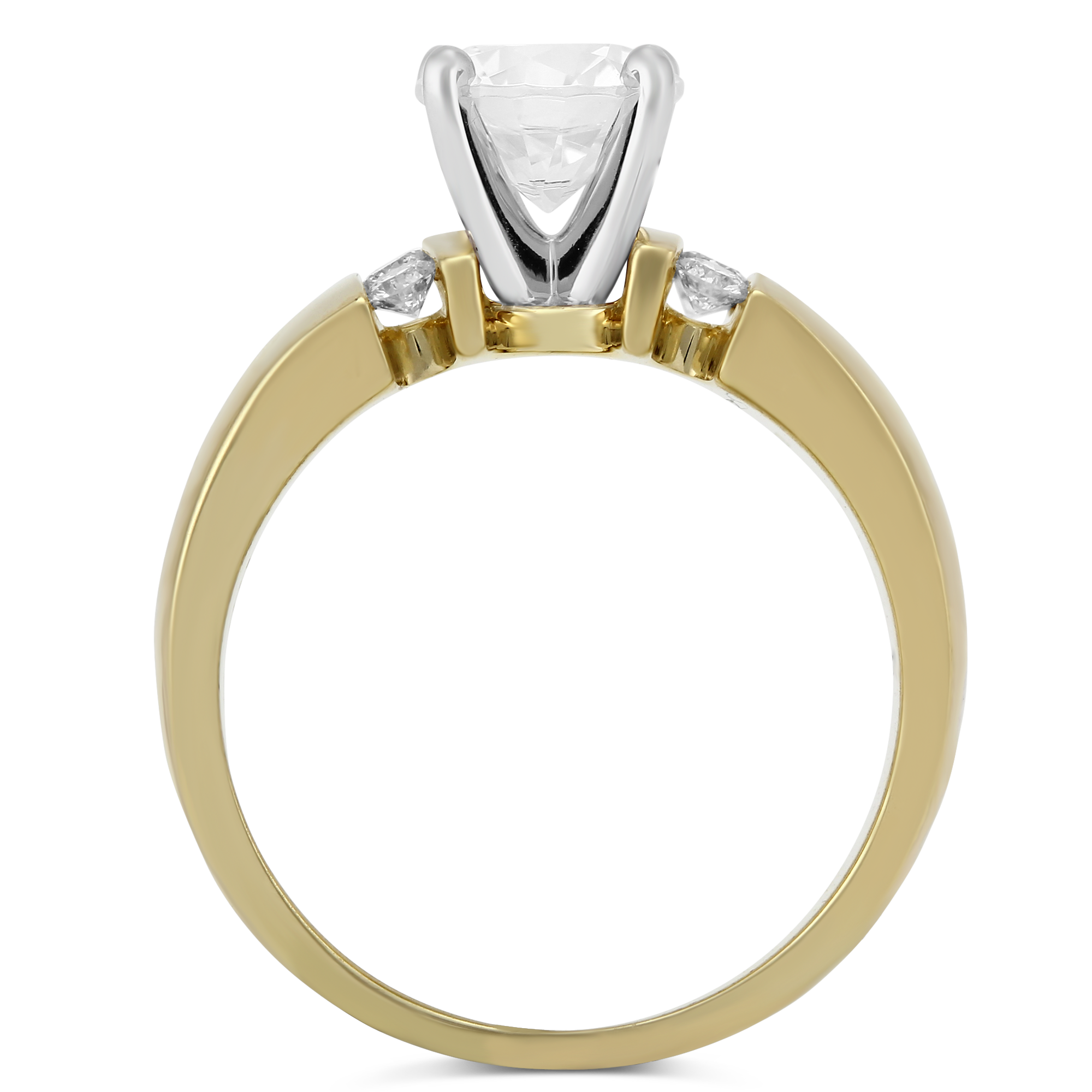 14K Yellow Gold Bold Vertical Channel Set Round Diamond Ring Setting