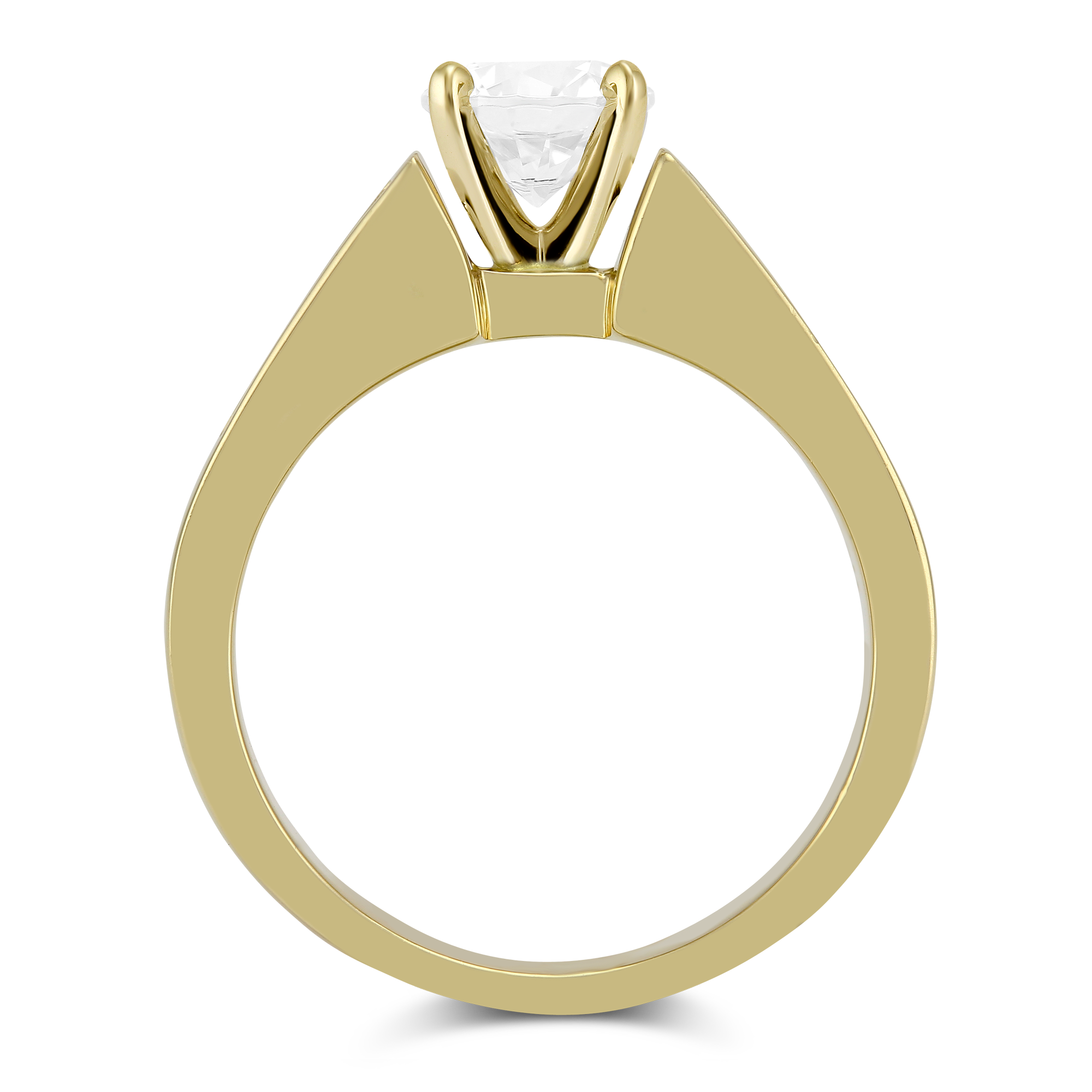 Yellow Gold Double Channel Set Princess Cut Diamond Cathedral Style Ring Setting