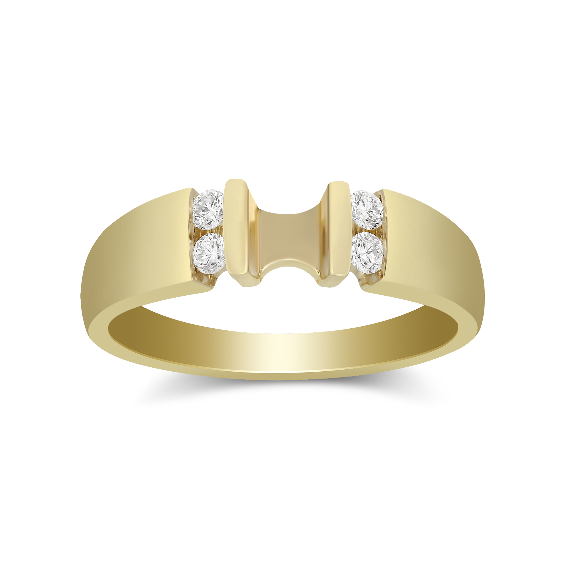 Yellow Gold Petite Vertical Channel Set Round Diamond Ring Setting