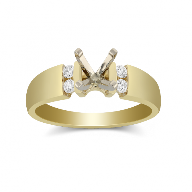 Yellow Gold Petite Vertical Channel Set Round Diamond Ring Setting