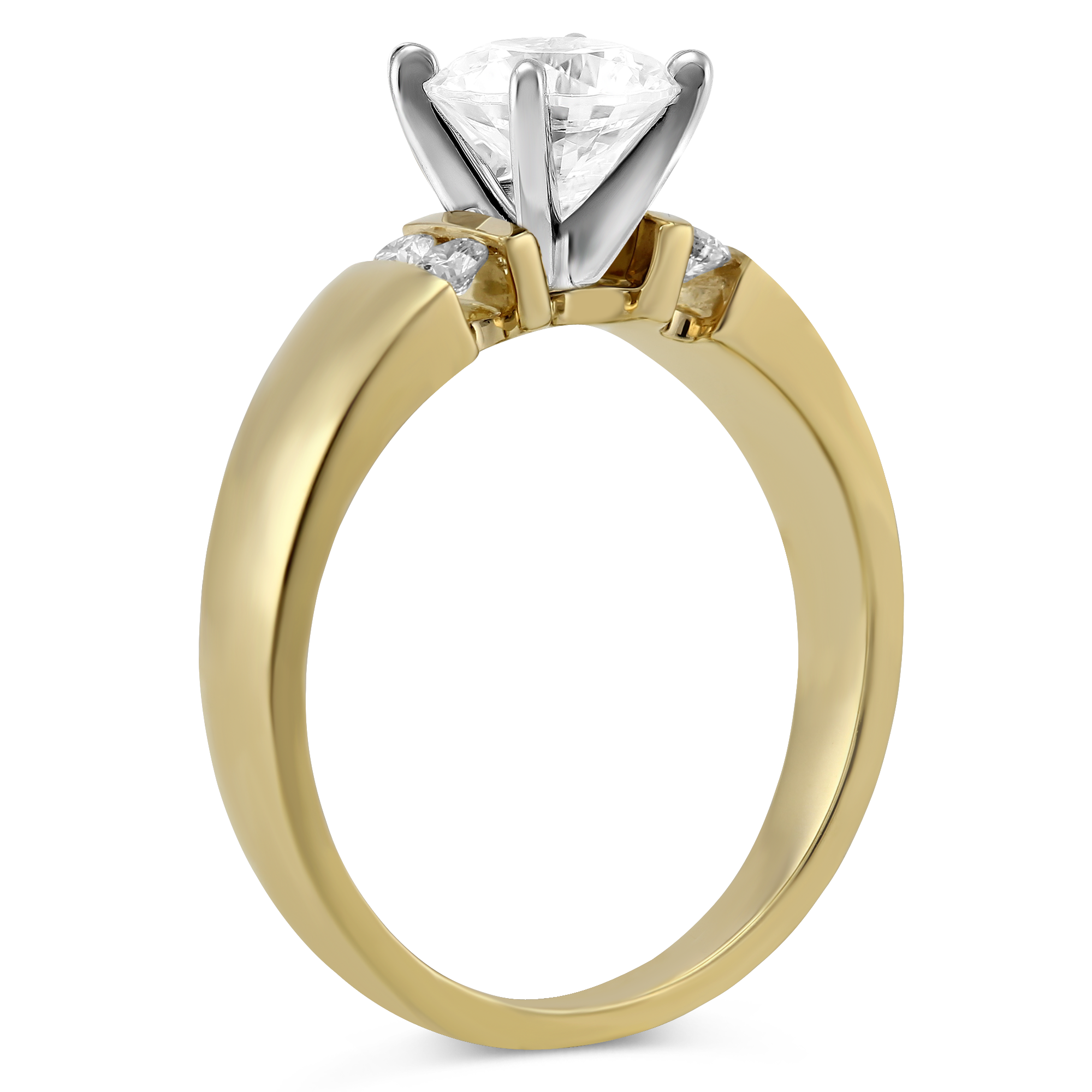 Yellow Gold Petite Vertical Channel Set Round Diamond Ring Setting