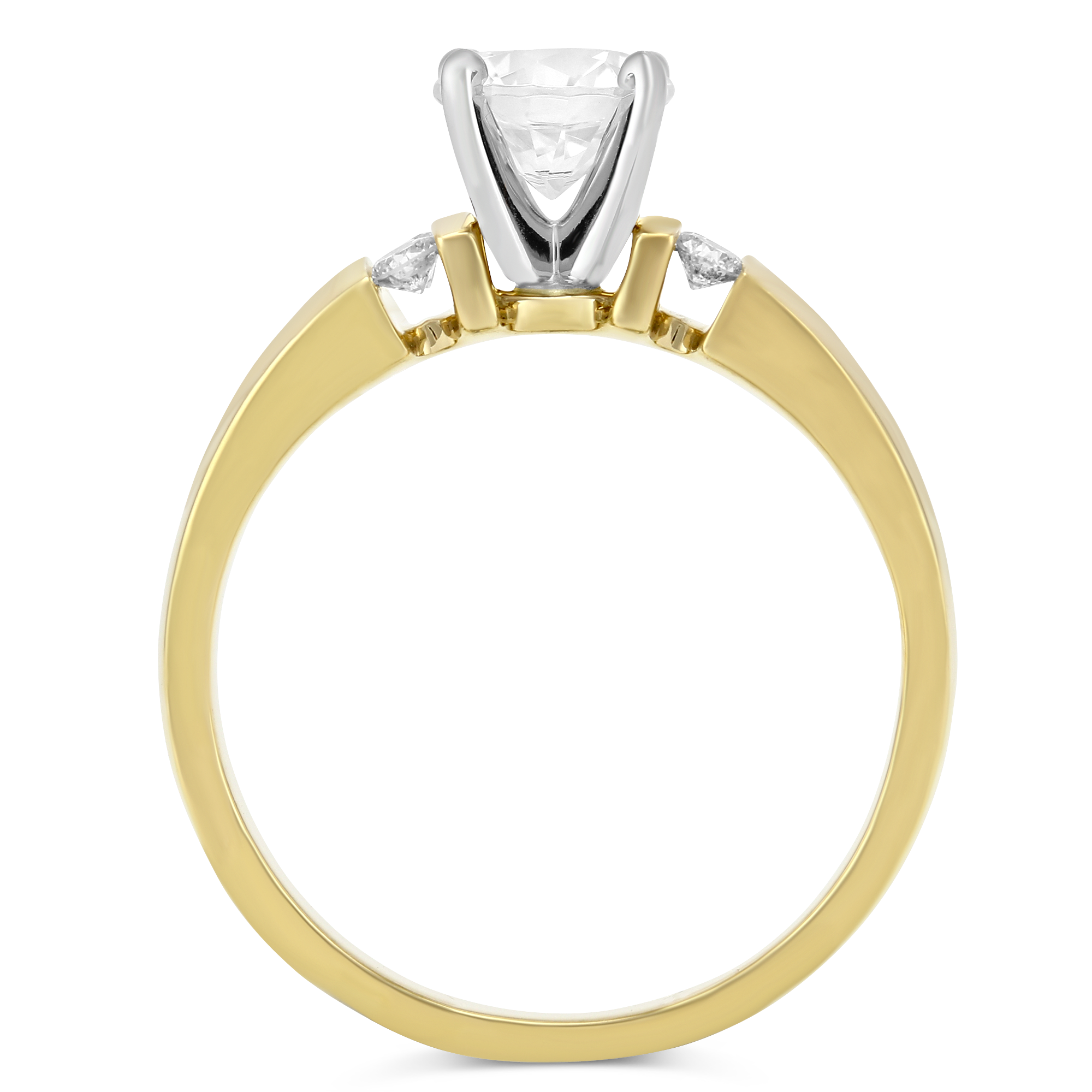 Yellow Gold Petite Vertical Channel Set Round Diamond Ring Setting
