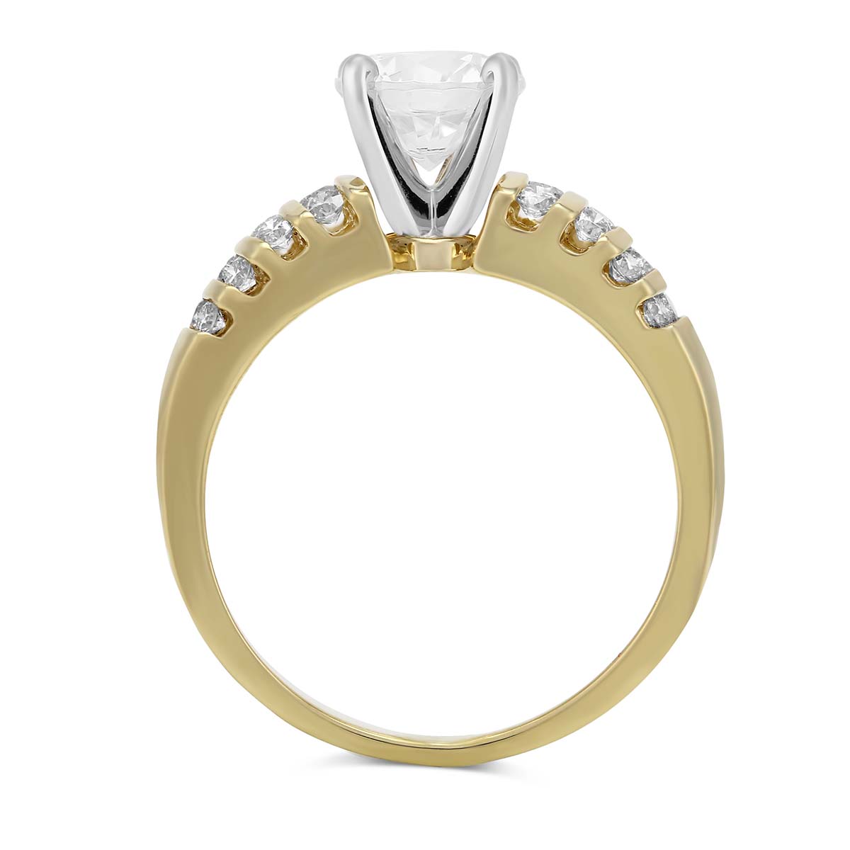 Yellow Gold Vertical Channel Set Round Diamond Ring Setting