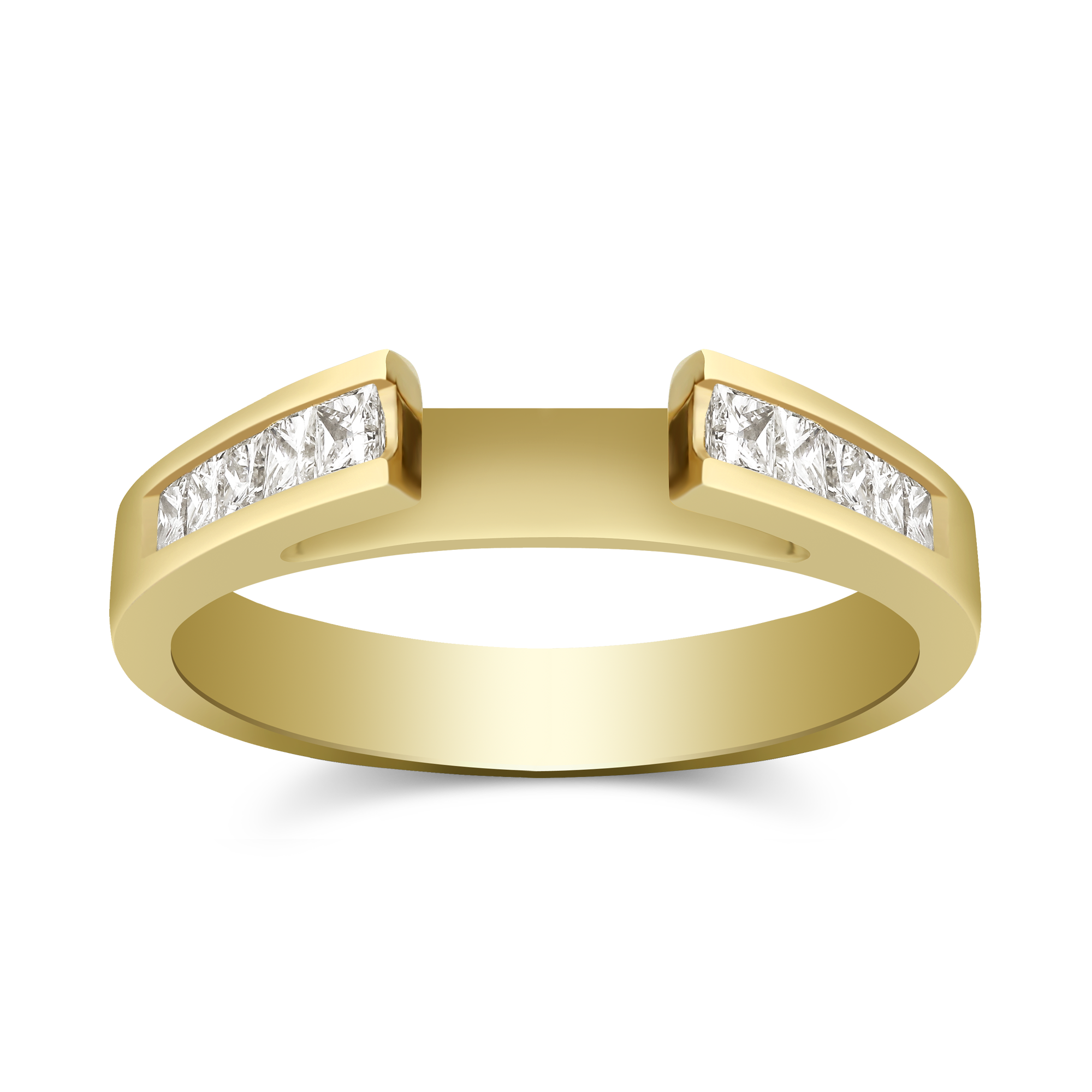Yellow Gold Channel Set Princess Cut Diamond Ring Setting