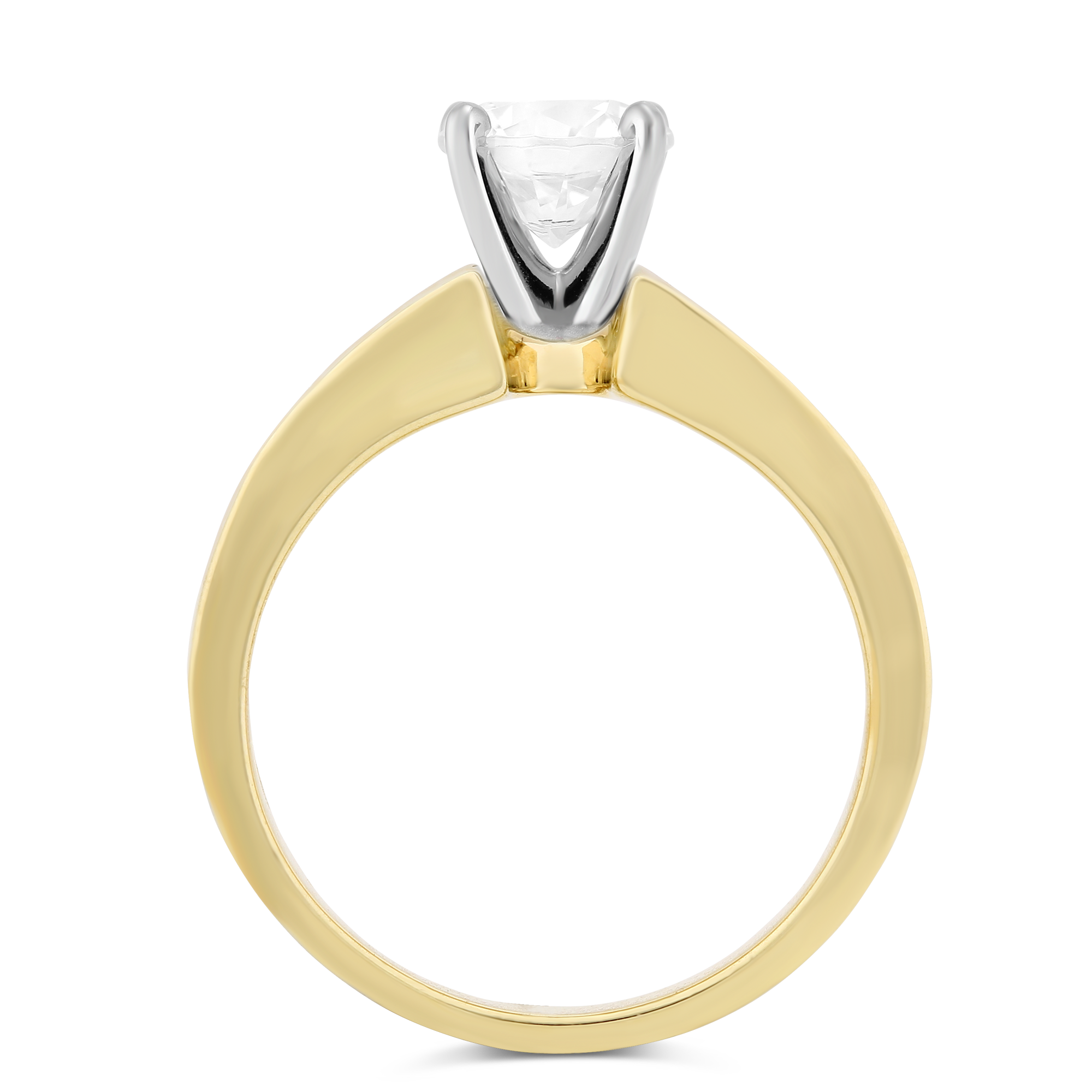 Yellow Gold Double Concave Double Channel Set Princess Cut Diamond Ring Setting