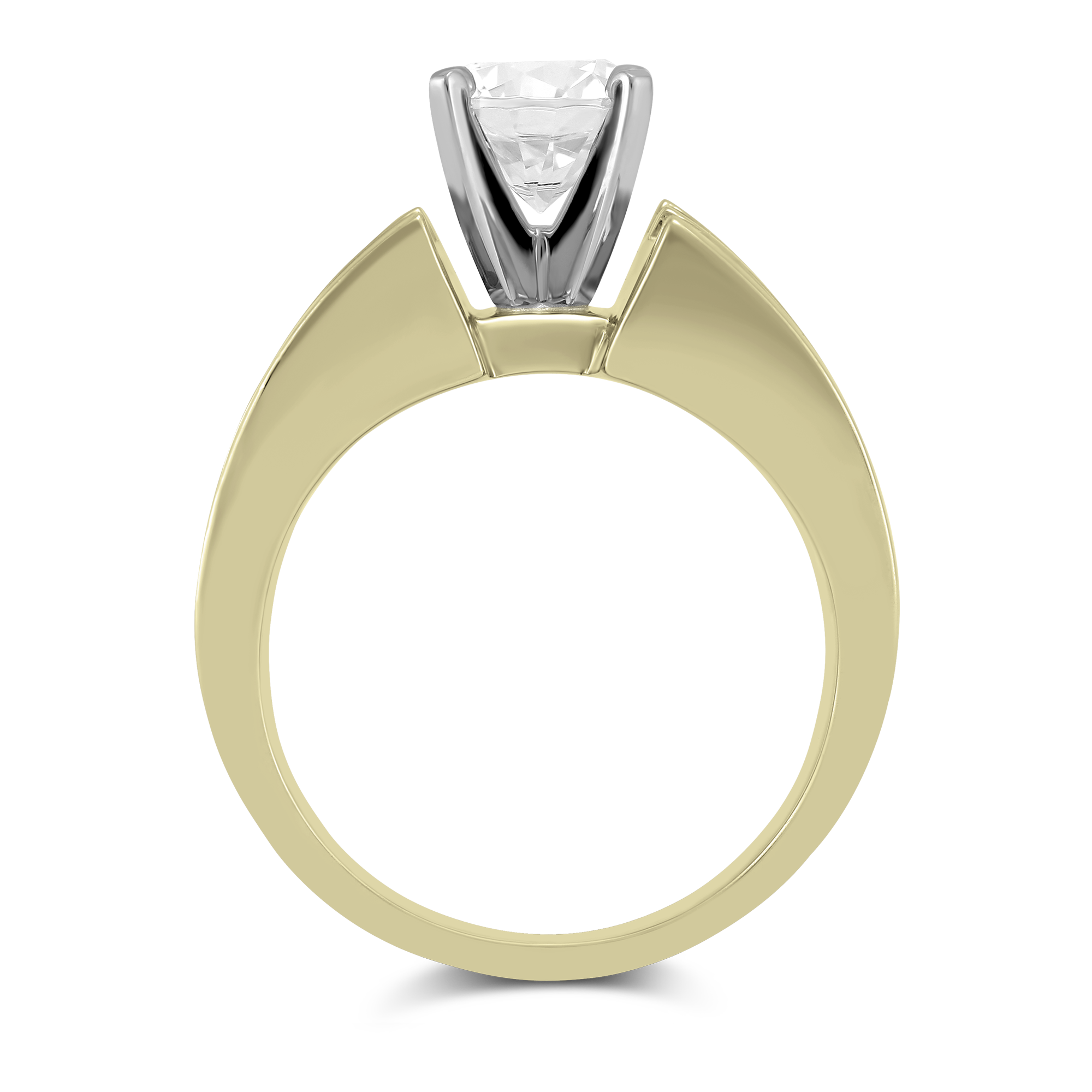 Yellow Gold Double Channel Set Princess Cut Low Cathedral Style Diamond Ring Setting